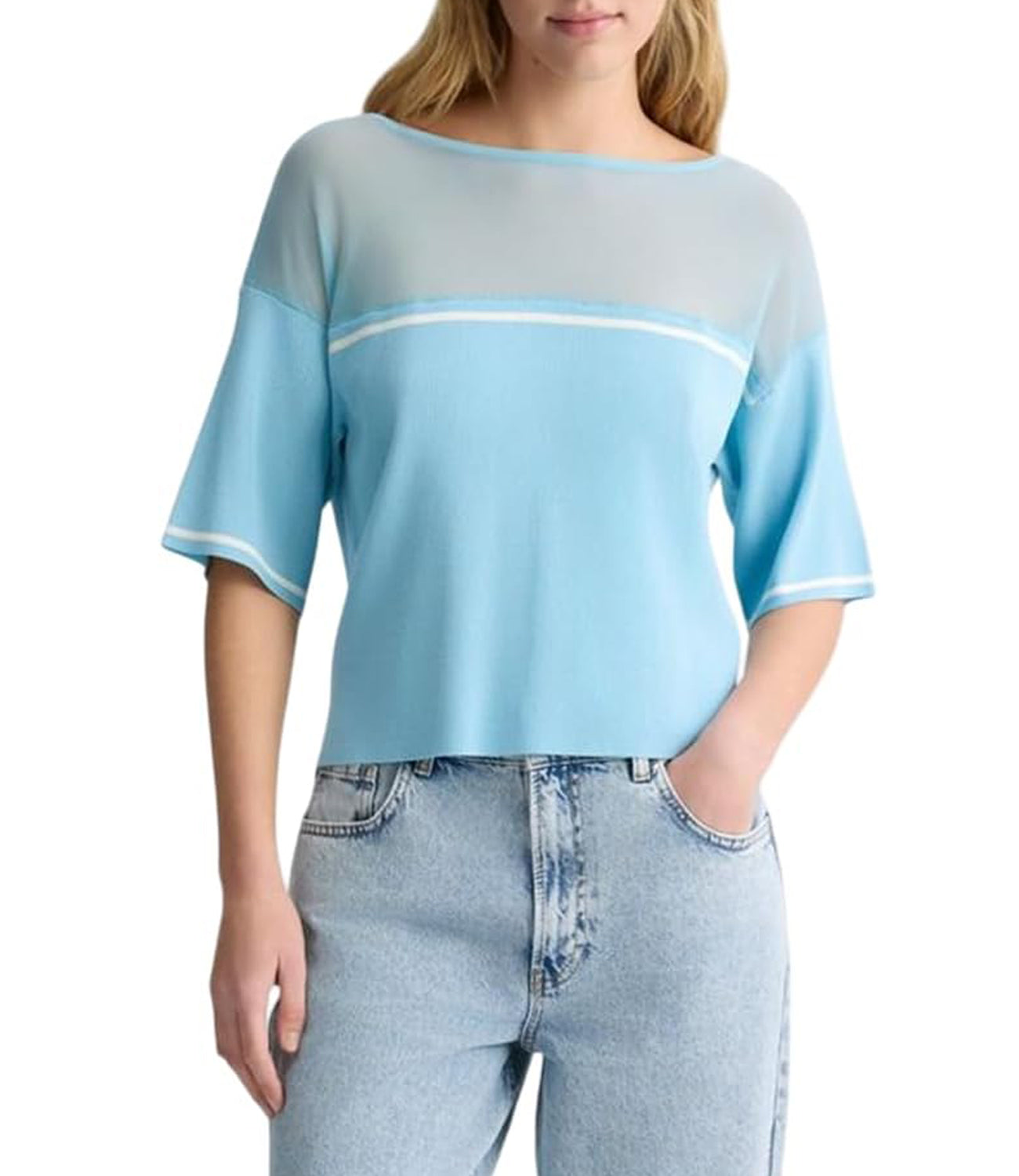 Liu Jo Liu Jo Maglia Ecs Maglia Chiusa M/C Donna Mod. TA5098 MS027 C3597 Crystal Blue/Wh.Milk