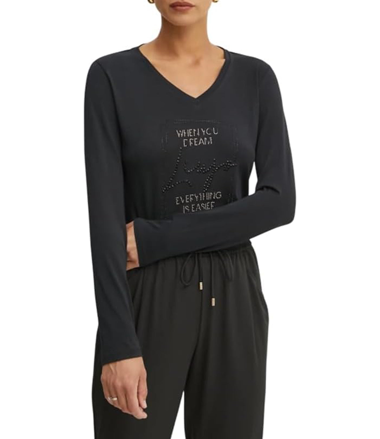Liu Jo Liu Jo T-shirt Ecs T-Shirt Moda Manica Lunga Donna Mod. TA5169 JS003 M9116 Nero Liujo Dream