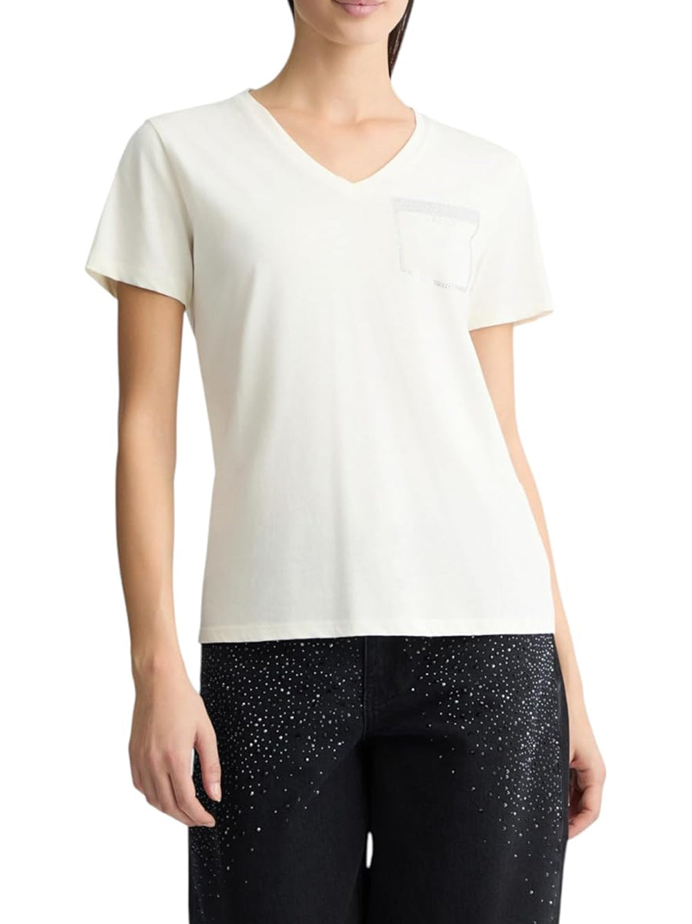 Liu Jo Liu Jo T-shirt Ecs Moda Manica Corta Donna Mod. TA5172 JS923 M9129 Wh.Milk Pocket Rhine