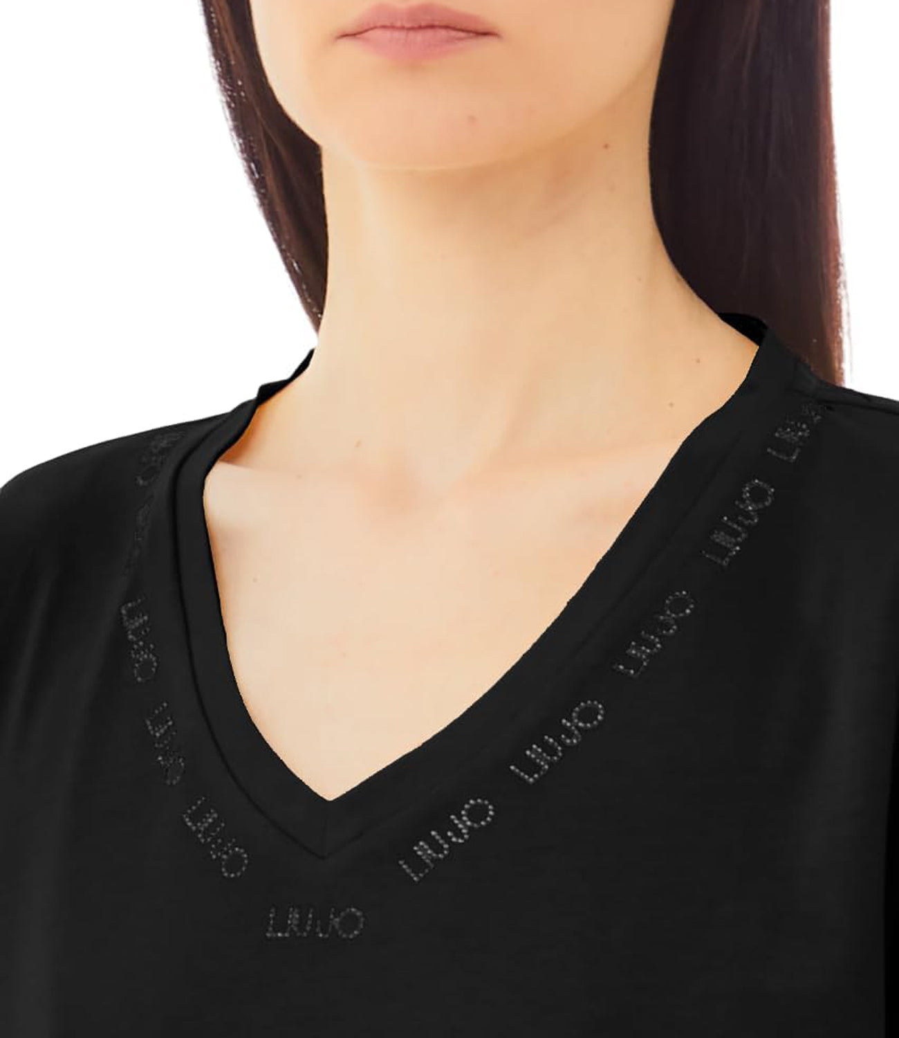 Liu Jo Liu Jo T-shirt Ecs T-Shirt Moda Manica Corta Donna Mod. TA5175 JS923 M9296 Nero/Liujo Neckline