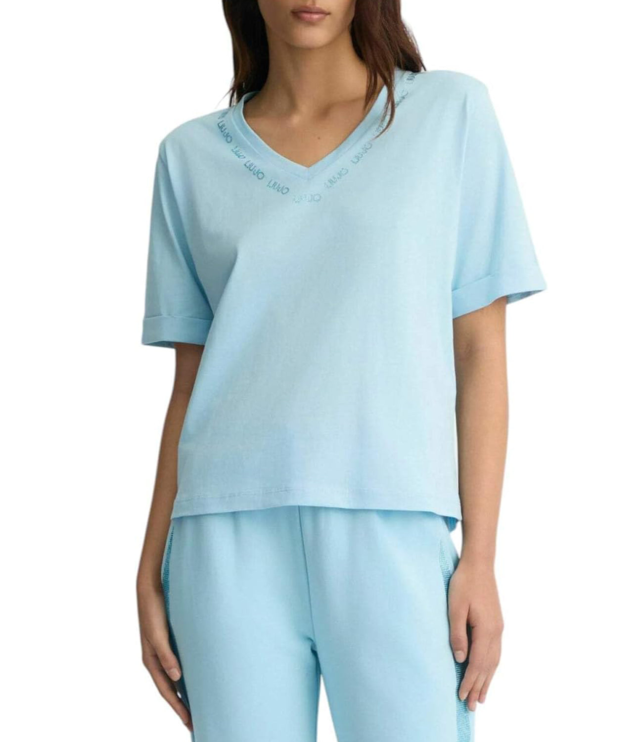 Liu Jo Liu Jo T-shirt Ecs T-Shirt Moda Manica Corta Donna Mod. TA5175 JS923 M9490 Crystal Blu/Liujo Neck