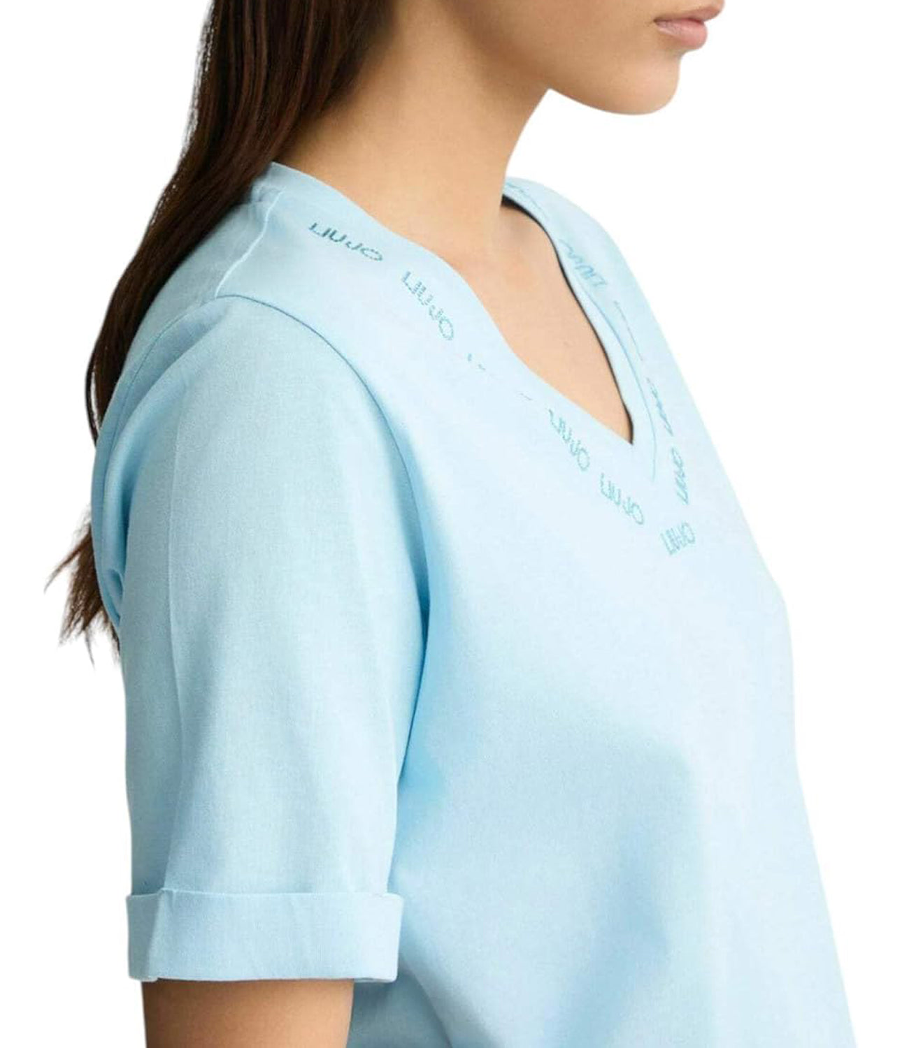 Liu Jo Liu Jo T-shirt Ecs T-Shirt Moda Manica Corta Donna Mod. TA5175 JS923 M9490 Crystal Blu/Liujo Neck