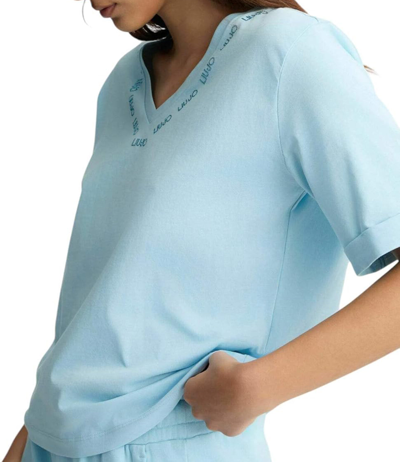 Liu Jo Liu Jo T-shirt Ecs T-Shirt Moda Manica Corta Donna Mod. TA5175 JS923 M9490 Crystal Blu/Liujo Neck