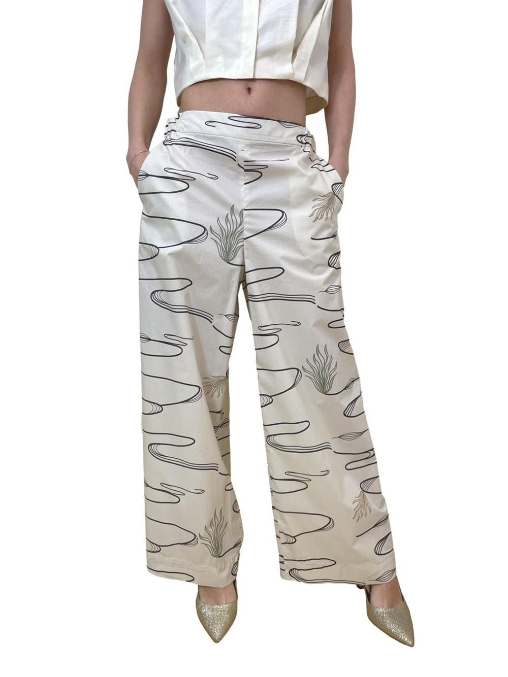 Pantalone Palazzo Max Mara Tunisi da Donna - Fantasia Multicolore