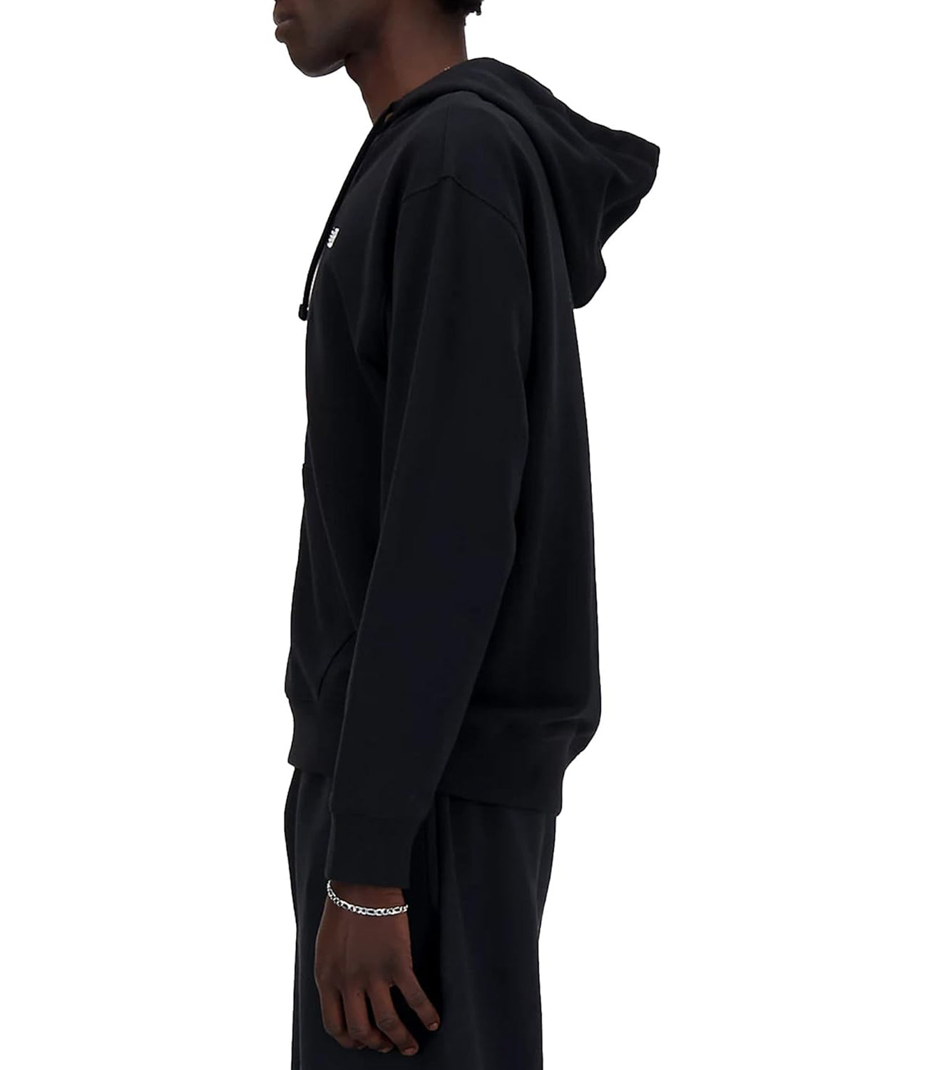 Felpa Zip New Balance Stacked Logo French Terry Full Zip Hoo Uomo Mod. MJ41501 BK Black Nero