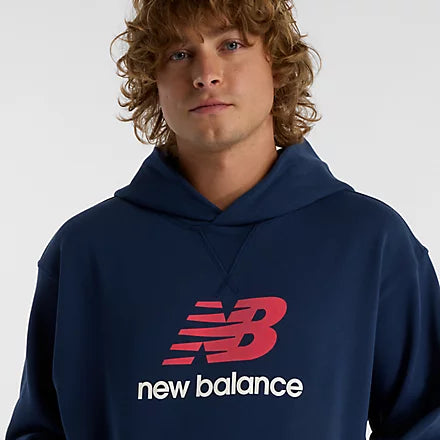 New Balance Felpa cappuccio Athletics French Terry Logo Hoodie - Nb Navy Uomo Mod. MT51512 NNY NAVY Blu