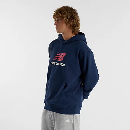 New Balance Felpa cappuccio Athletics French Terry Logo Hoodie - Nb Navy Uomo Mod. MT51512 NNY NAVY Blu