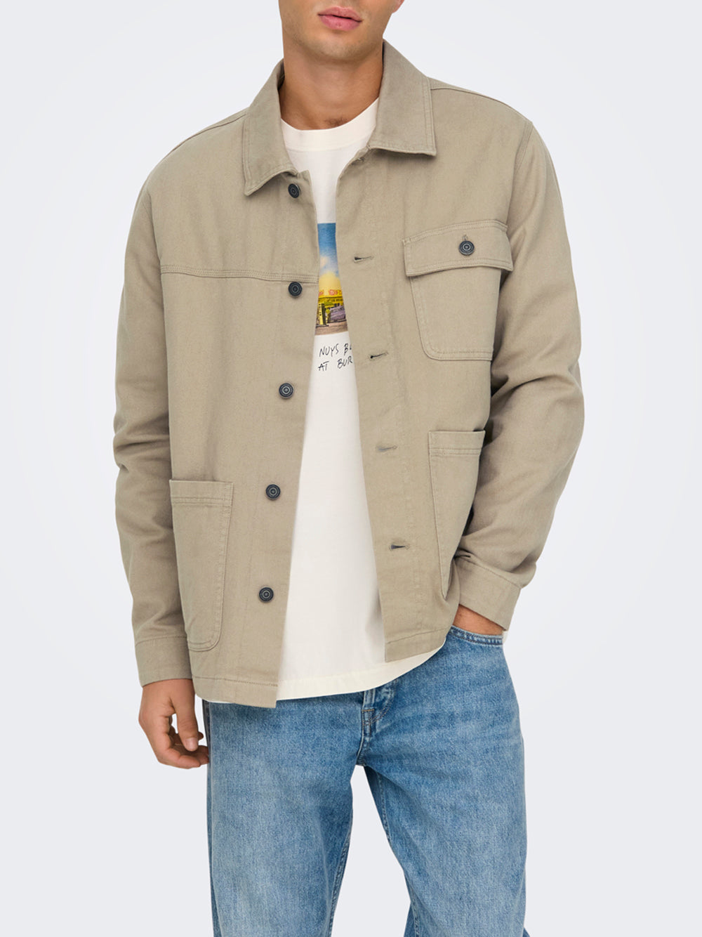 Giubbino di Jeans Only e Sons da Uomo - Beige