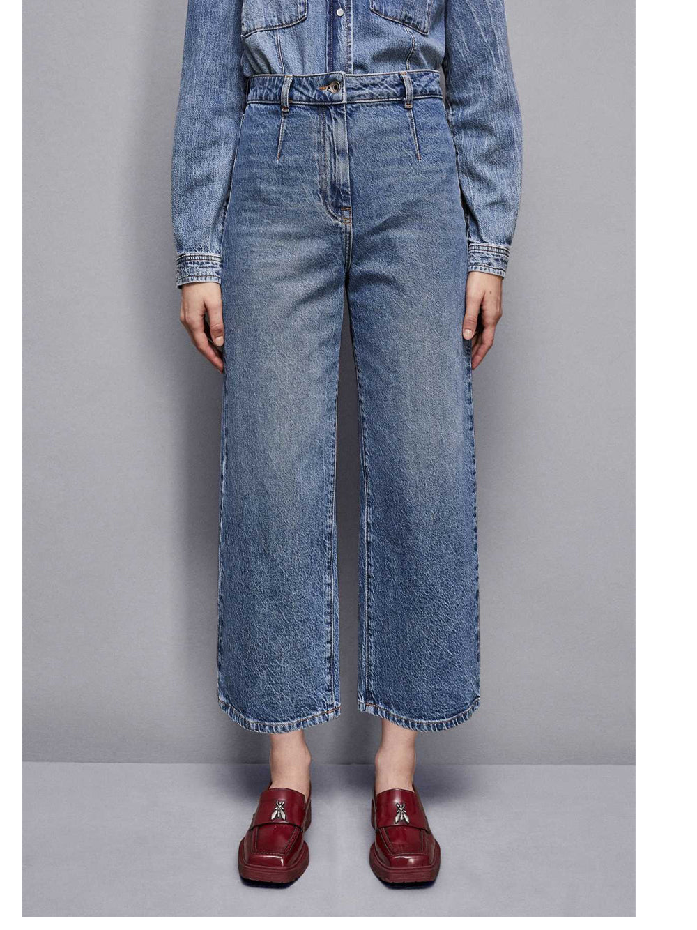 Jeans Wide Cropped Patrizia Pepe da Donna - Denim