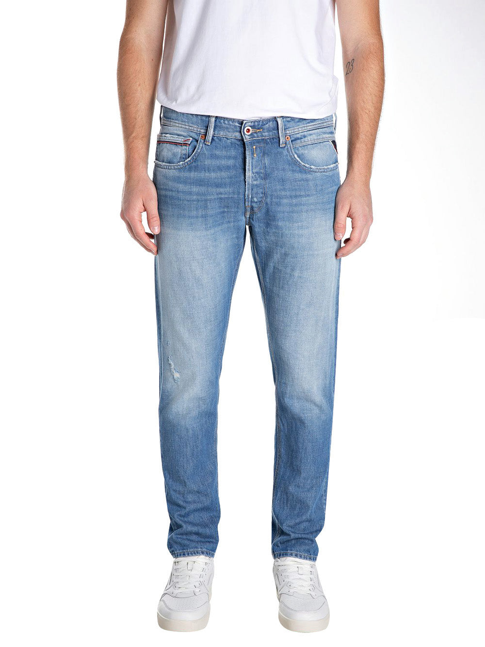 Jeans Slim Replay Bright Indigo Cotton da Uomo - Denim