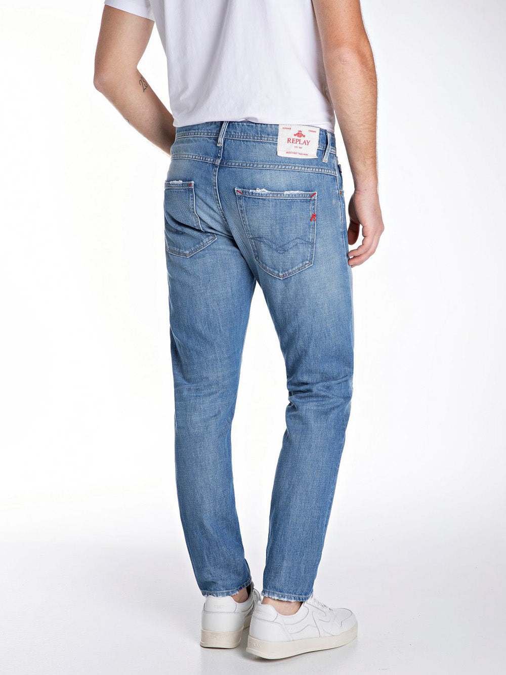 Jeans Slim Replay Bright Indigo Cotton da Uomo - Denim
