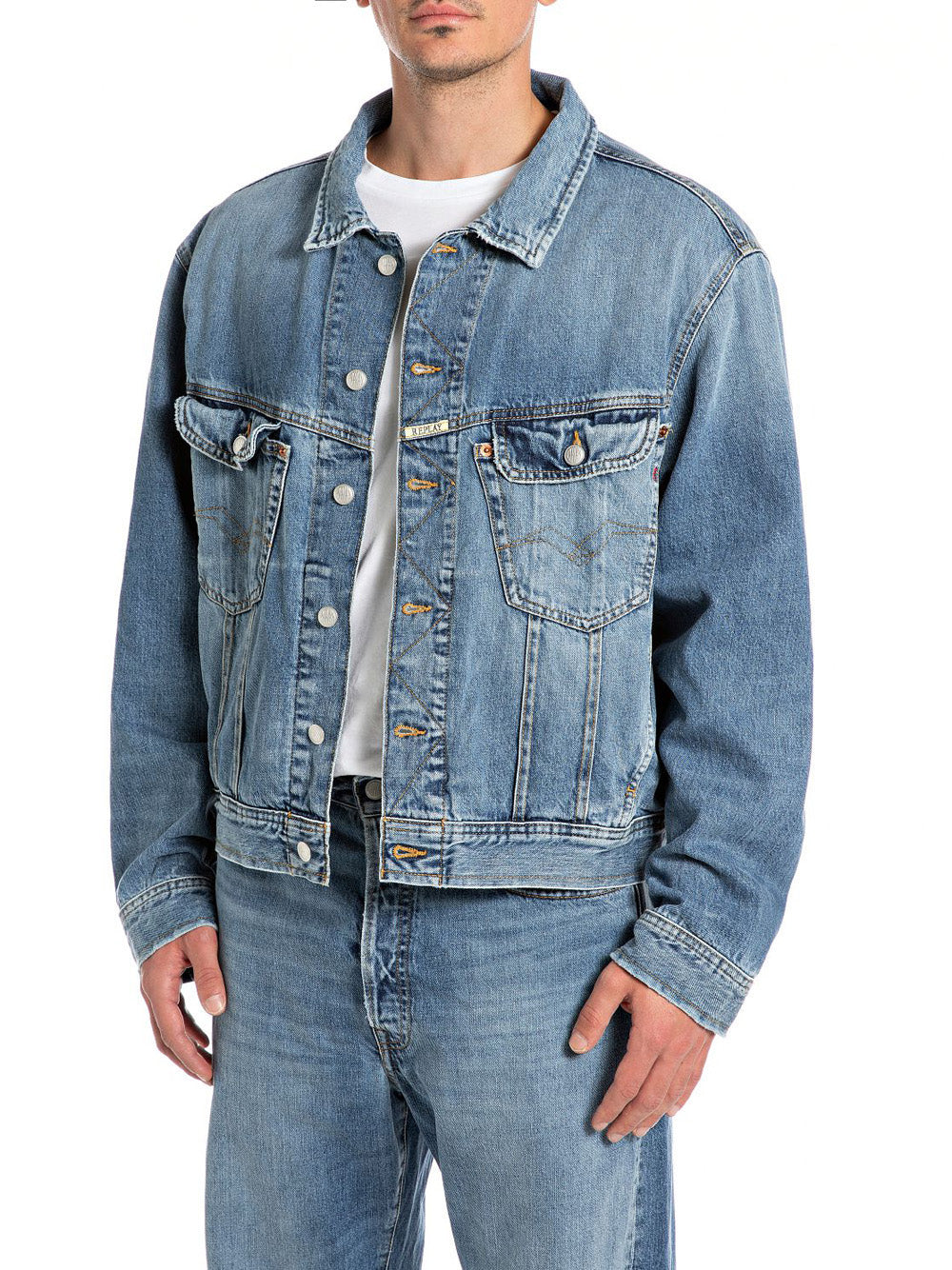 Giubbino di Jeans Replay Recycled Indigo da Uomo - Denim