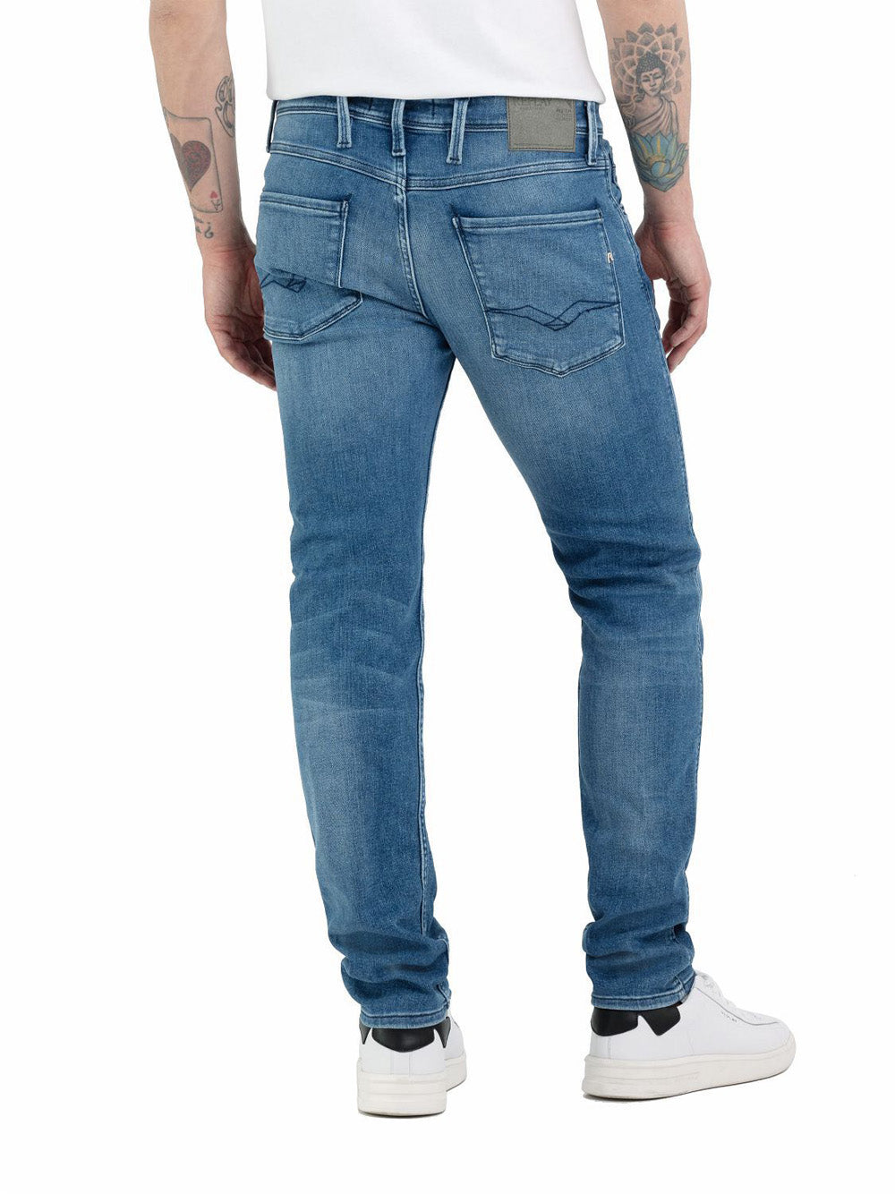 Jeans Slim Replay Power Stretch da Uomo - Denim