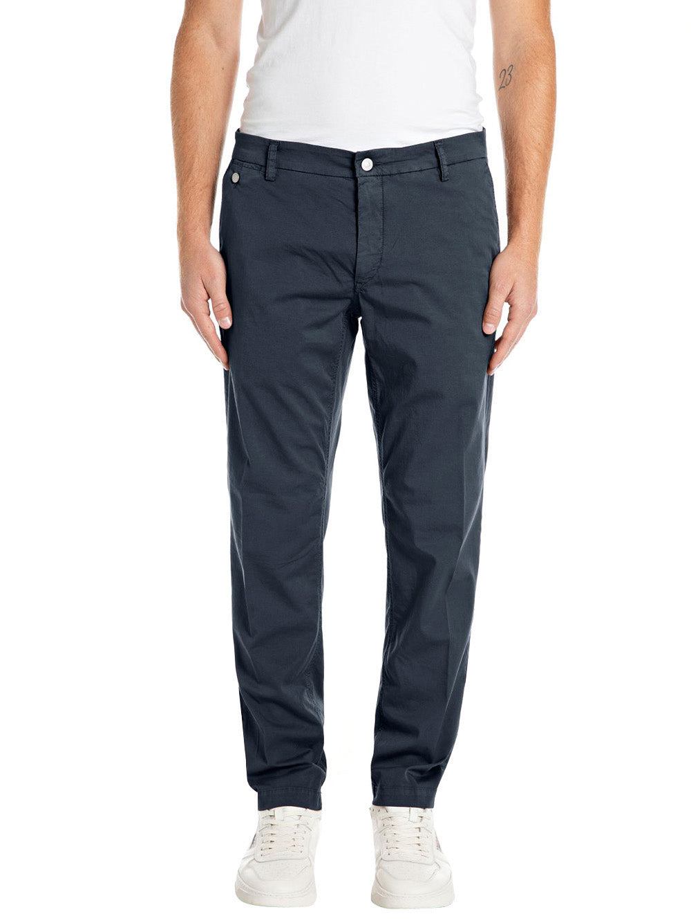 Pantalone Chino Replay Stretch Bull Denim da Uomo - Blu