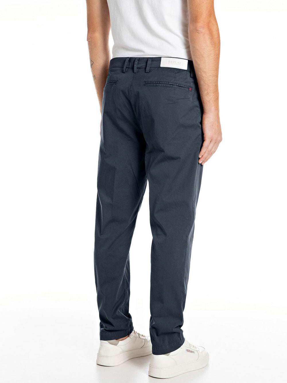 Pantalone Chino Replay Stretch Bull Denim da Uomo - Blu
