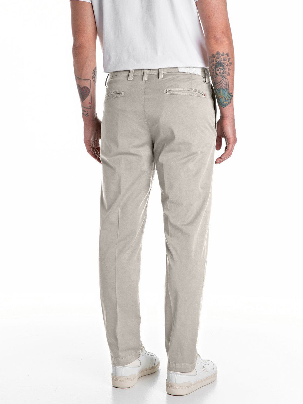 Pantalone Chino Replay Stretch Bull Denim da Uomo - Beige