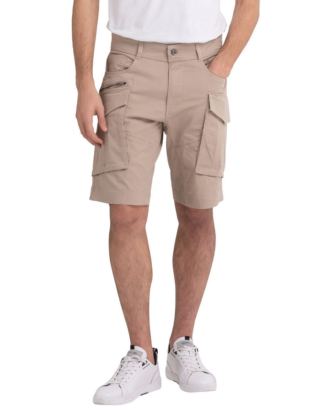 Bermuda Casual Replay Cargo Comfort Cotton da Uomo - Beige