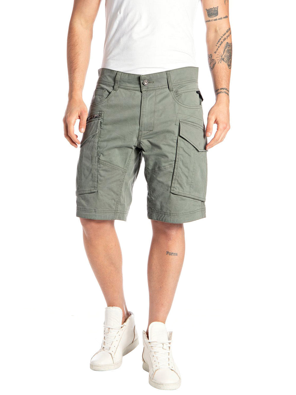 Bermuda Casual Replay Cargo Comfort Cotton da Uomo - Verde