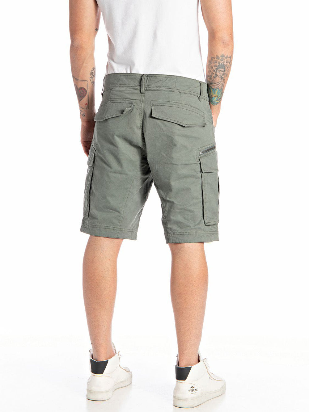 Bermuda Casual Replay Cargo Comfort Cotton da Uomo - Verde