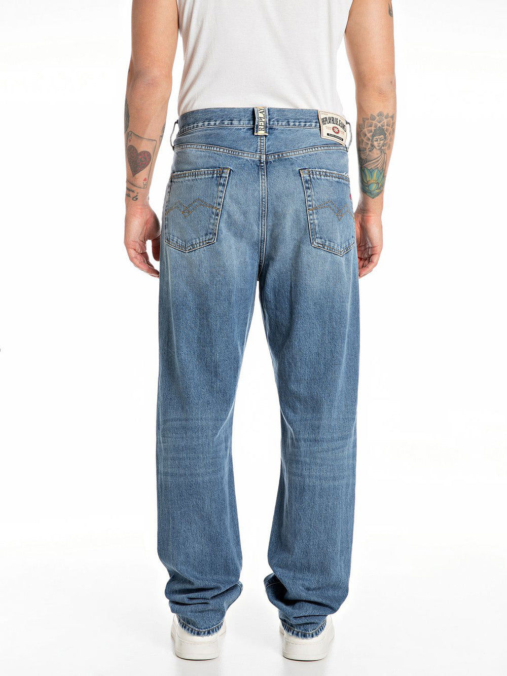 Jeans Wide Replay Recycled Indigo da Uomo - Denim