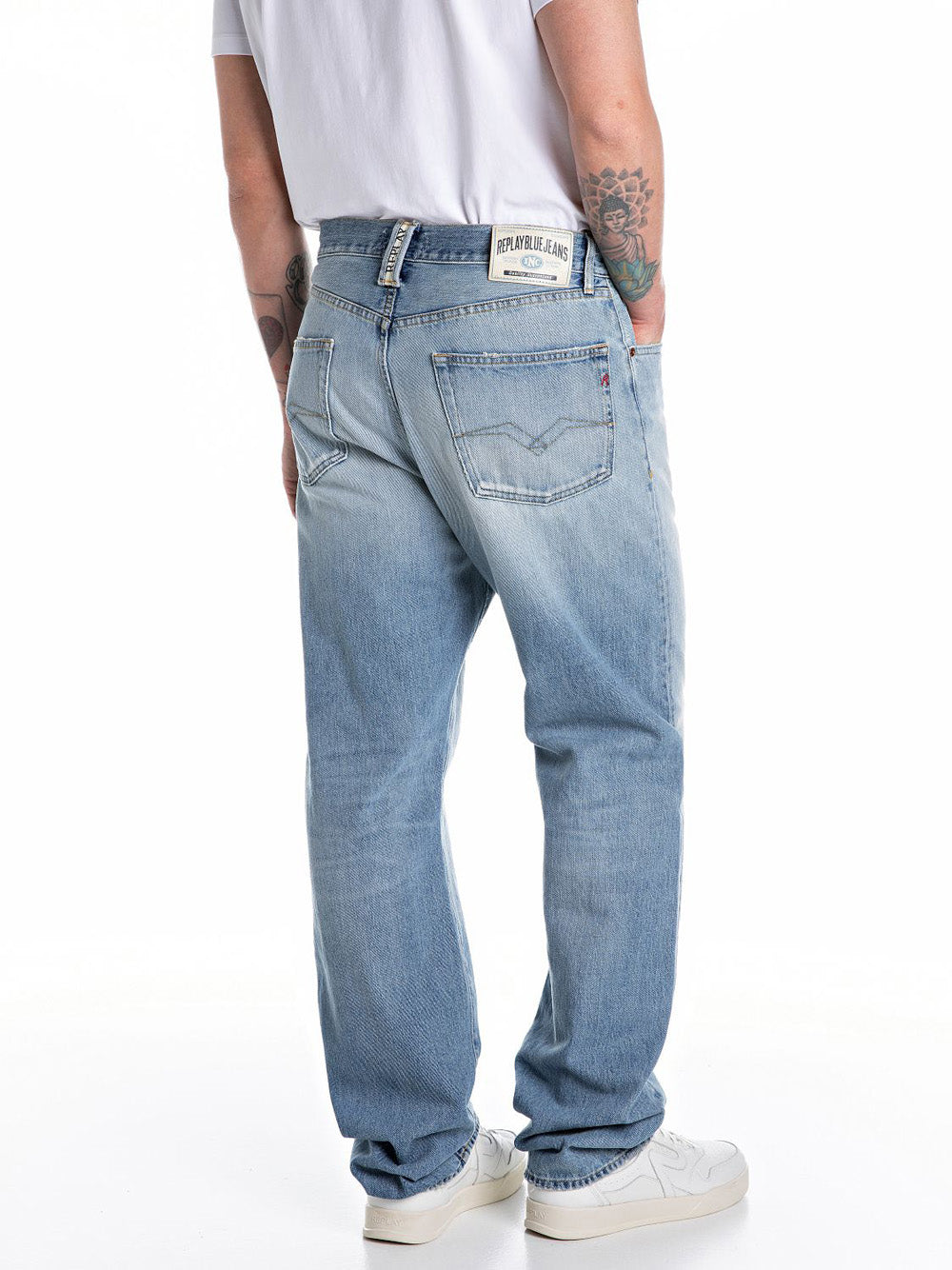 Jeans Wide Replay Recycled Indigo da Uomo - Celeste