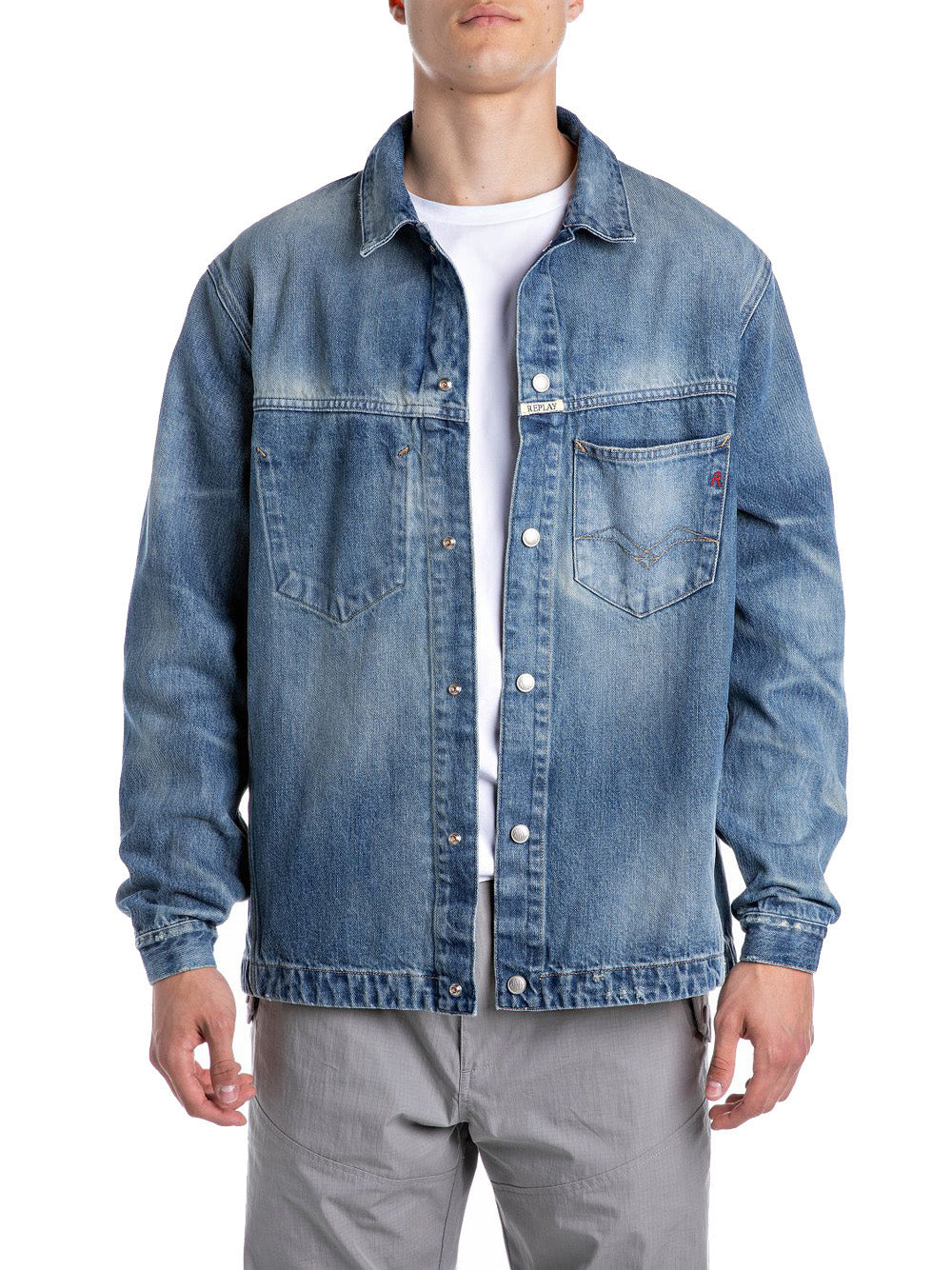 Giubbino di Jeans Replay Recycled Indigo da Uomo - Denim