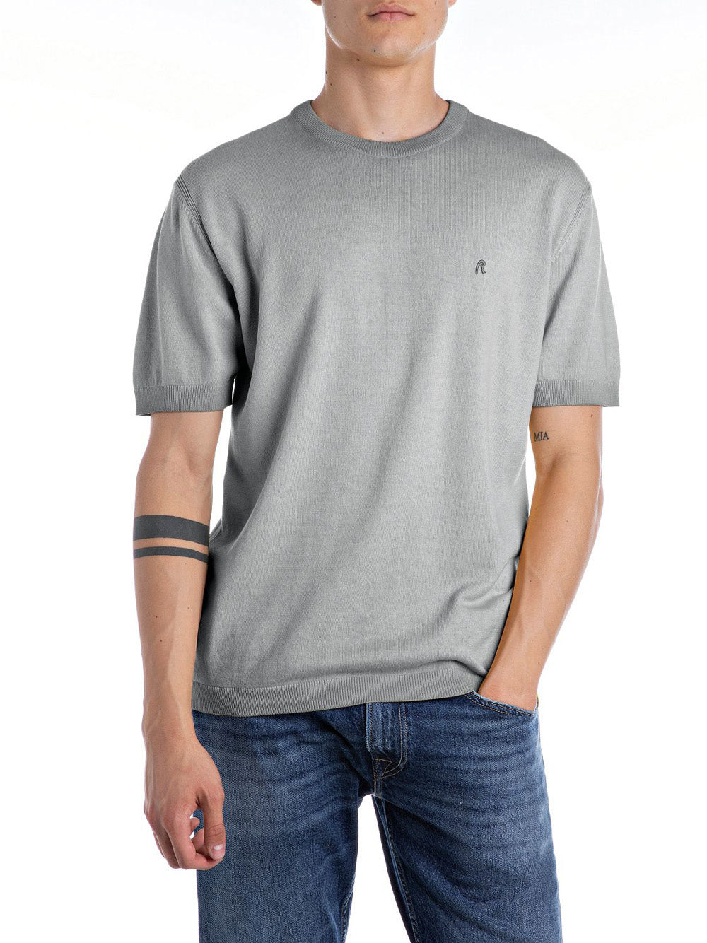 Maglia Replay Inside Fade Cotton da Uomo - Verde