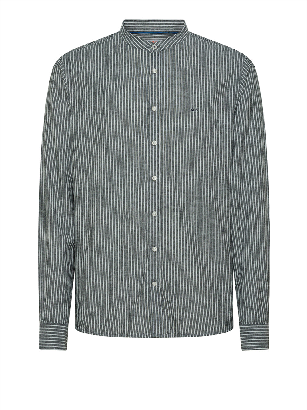 Camicia Sun68 Linen Stripe Korean da Uomo - Nero