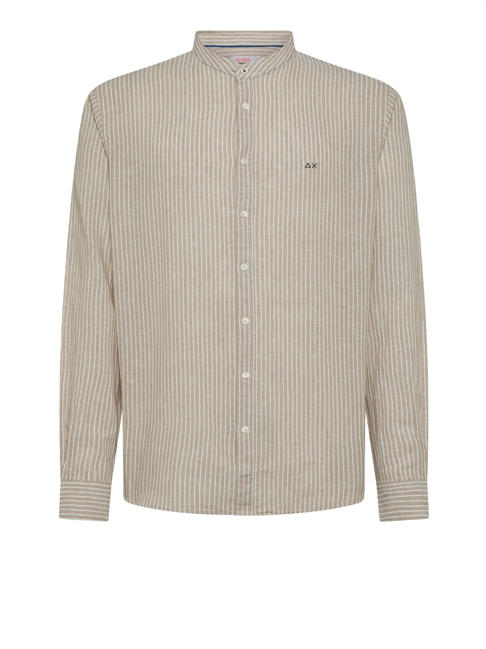 Camicia Sun68 Linen Stripe Korean da Uomo - Beige
