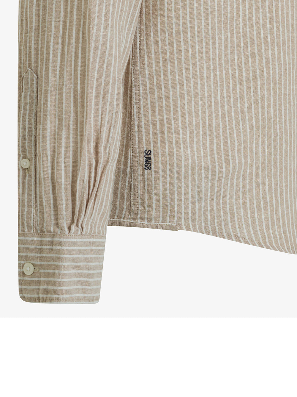 Camicia Sun68 Linen Stripe Korean da Uomo - Beige