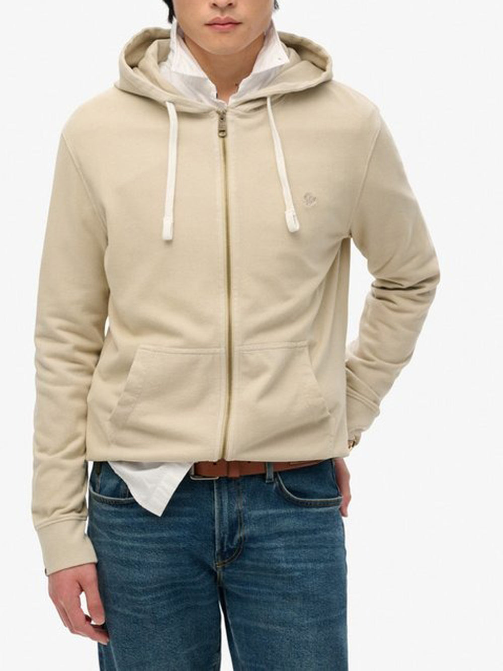 Felpa Zip Superdry da Uomo - Beige