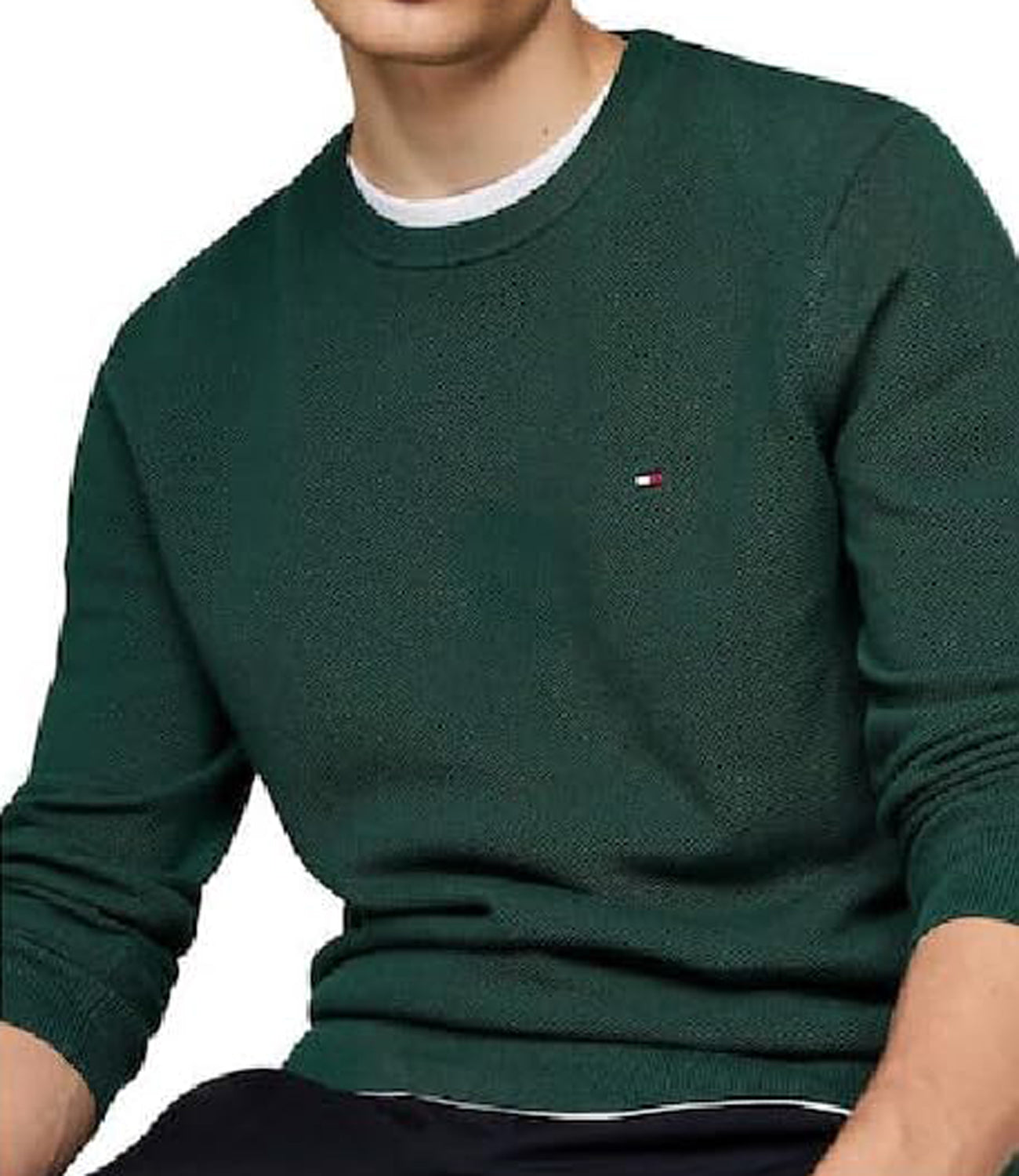 Tommy Hilfiger Maglione Girocollo Uomo Mod. MW0MW36347 DV5 Celeste Blu