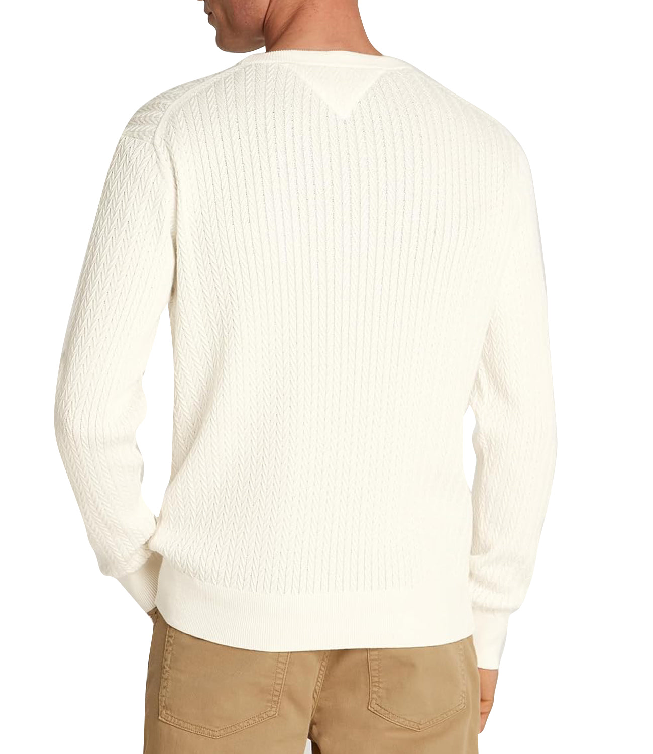 Tommy Hilfiger Maglione Girocollo Uomo Mod. MW0MW37400 ZOO White Bianco