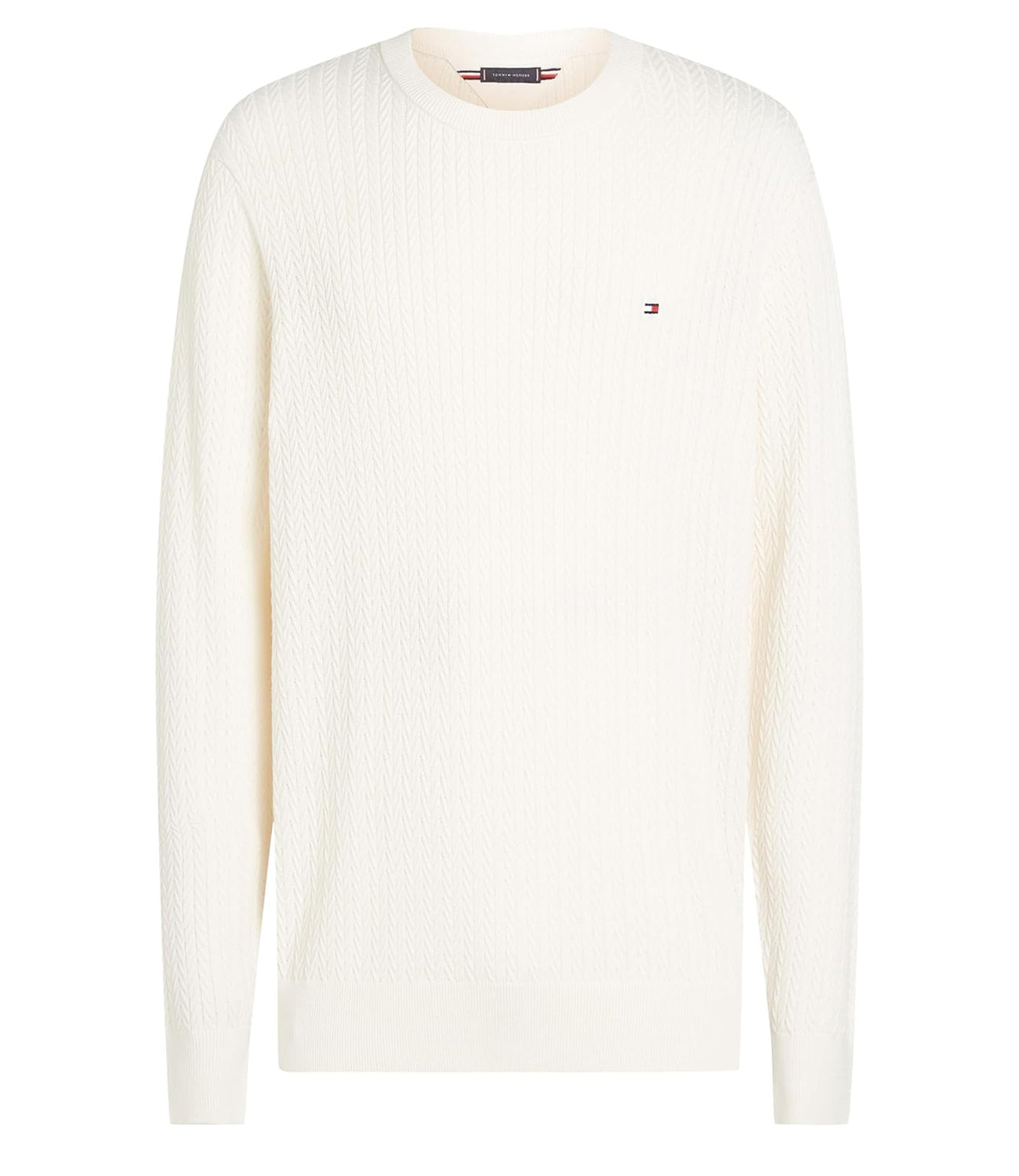Tommy Hilfiger Maglione Girocollo Uomo Mod. MW0MW37400 ZOO White Bianco