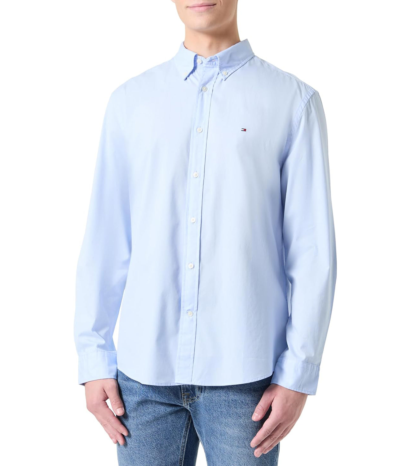 Tommy Hilfiger Camicia Maniche Lunghe Uomo Mod. MW0MW39988 C3Q Celeste Blu