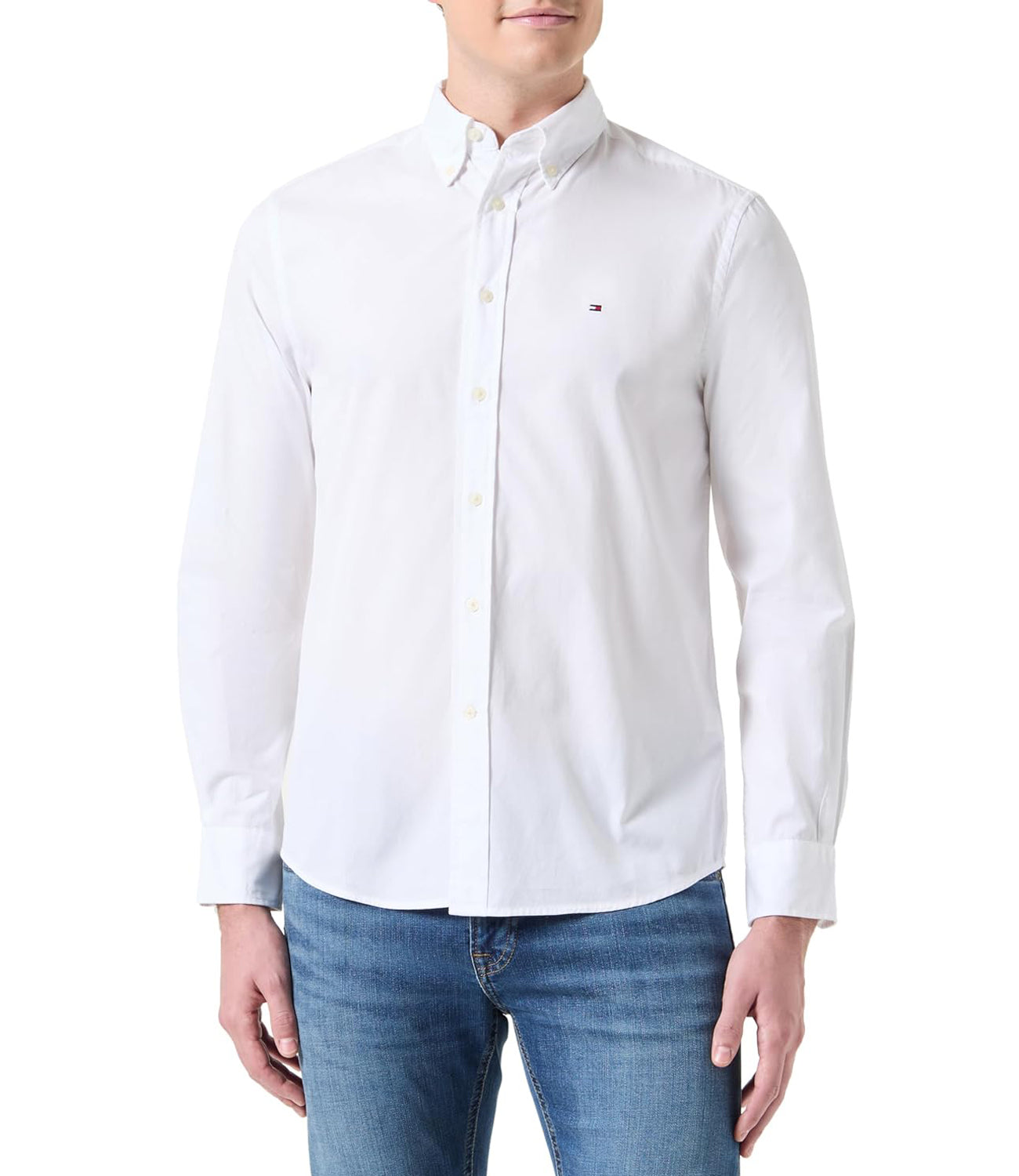 Tommy Hilfiger Camicia Manica Lunga Uomo Mod. MW0MW39988 YBR White Bianco