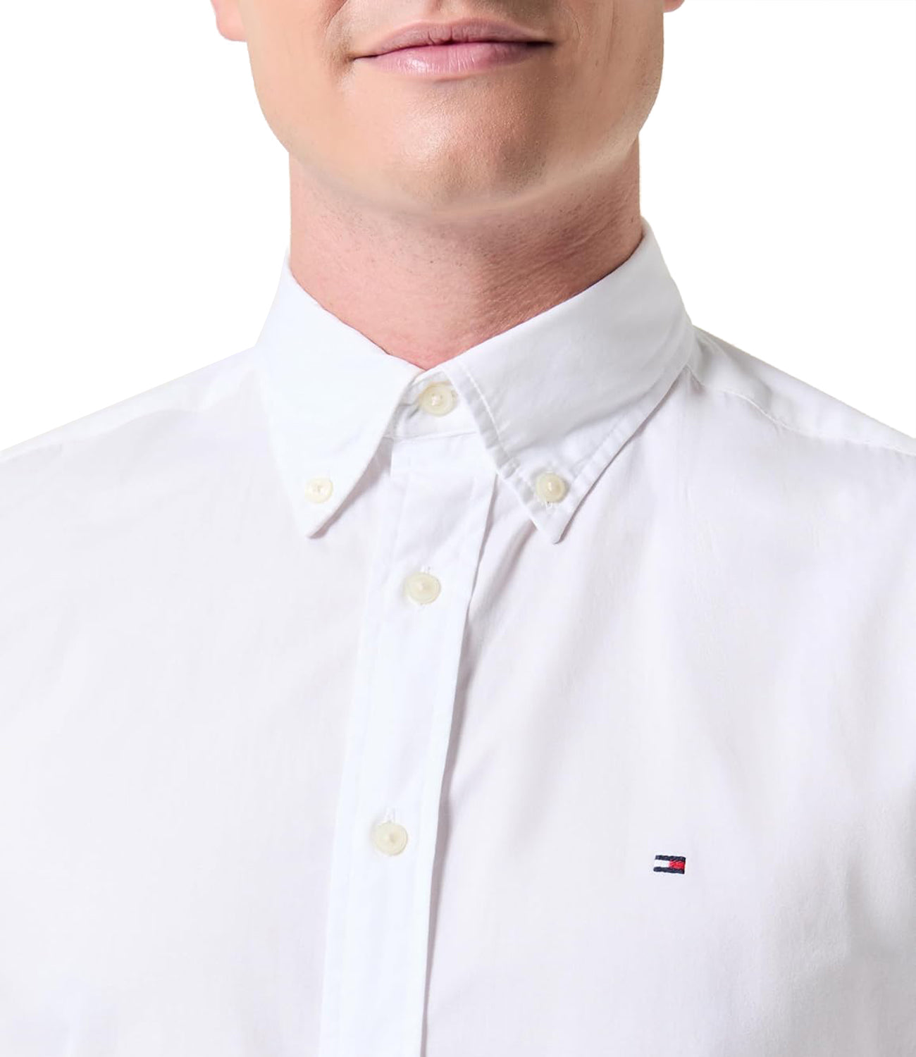 Tommy Hilfiger Camicia Manica Lunga Uomo Mod. MW0MW39988 YBR White Bianco