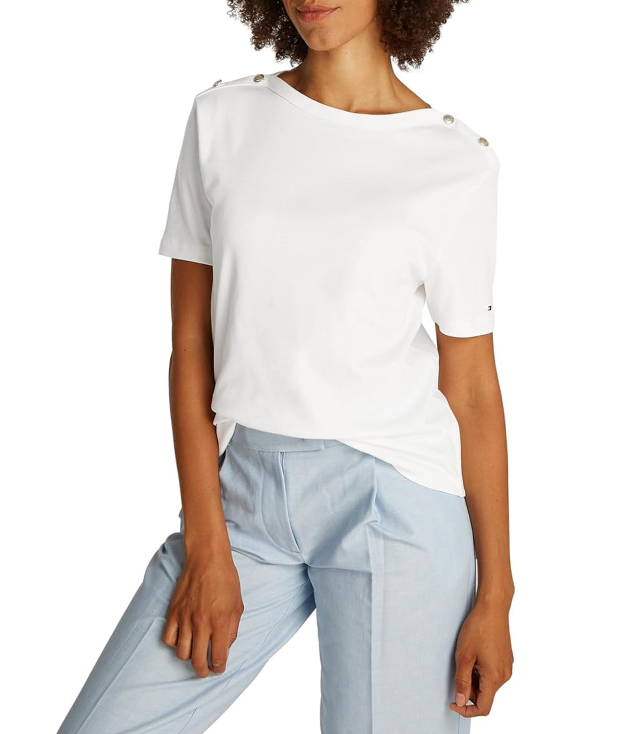 Tommy Hilfiger T-shirt Donna Mod. WW0WW42907 YBL Bianco
