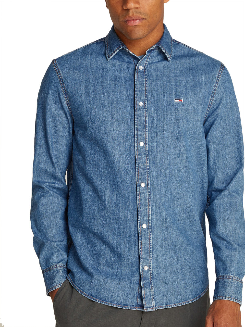 Tommy Hilfiger Tommy Hilfiger Camicia Manica Lunga Uomo Mod. DM0DM21102 1A5 DENIM Blu