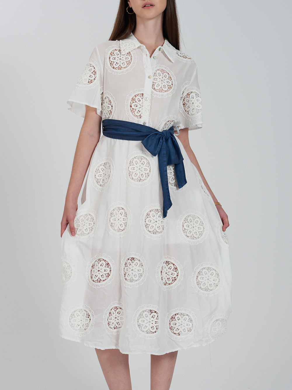 Vestito Midi Yes Zee da Donna - Bianco
