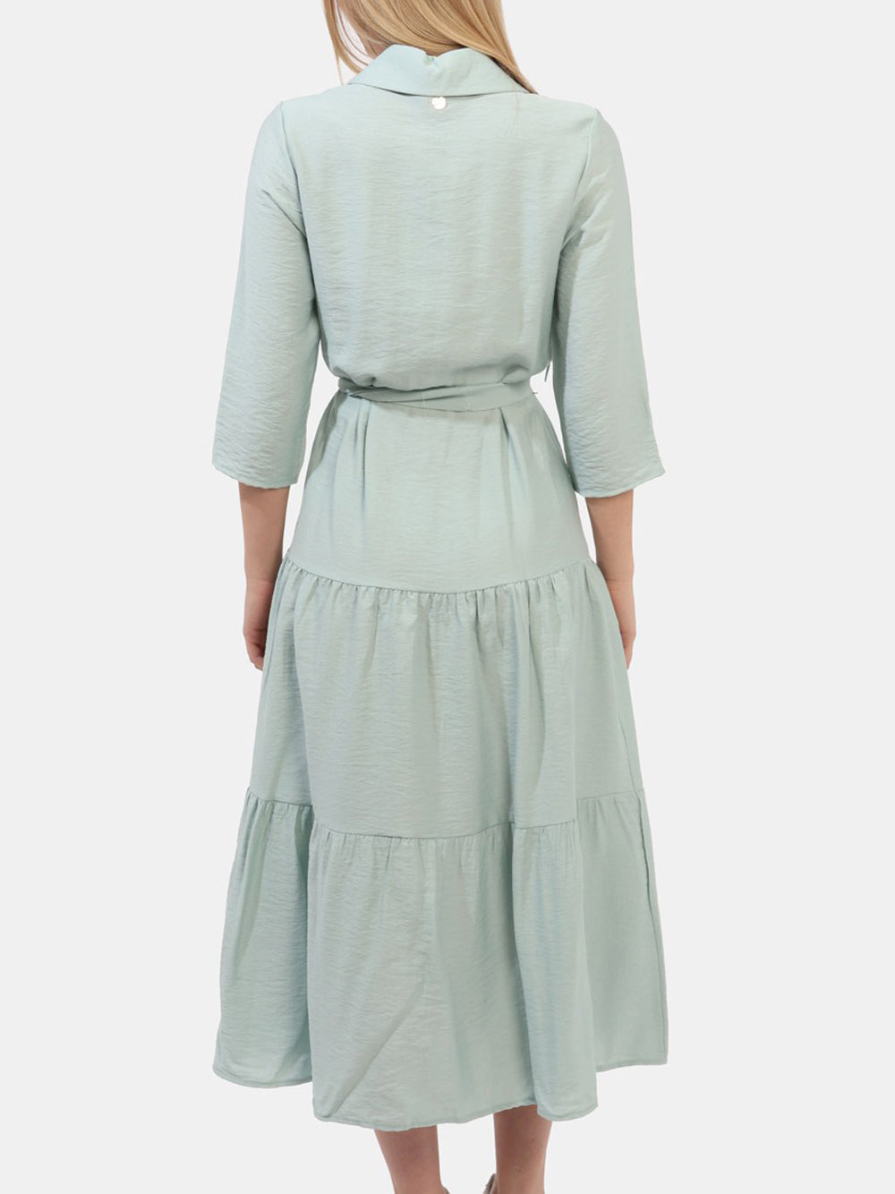 Vestito Longuette Chemisier con Cintura Yes Zee da Donna - Celeste