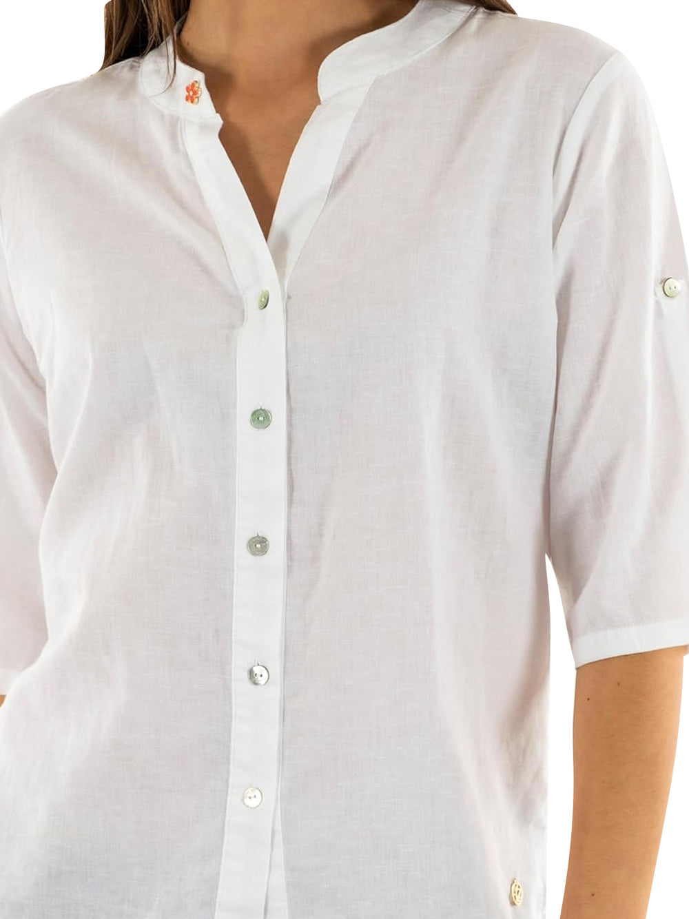 Yes Zee Camicia Donna Misto Lino Mod. C231 YZ00 0101 Bianco