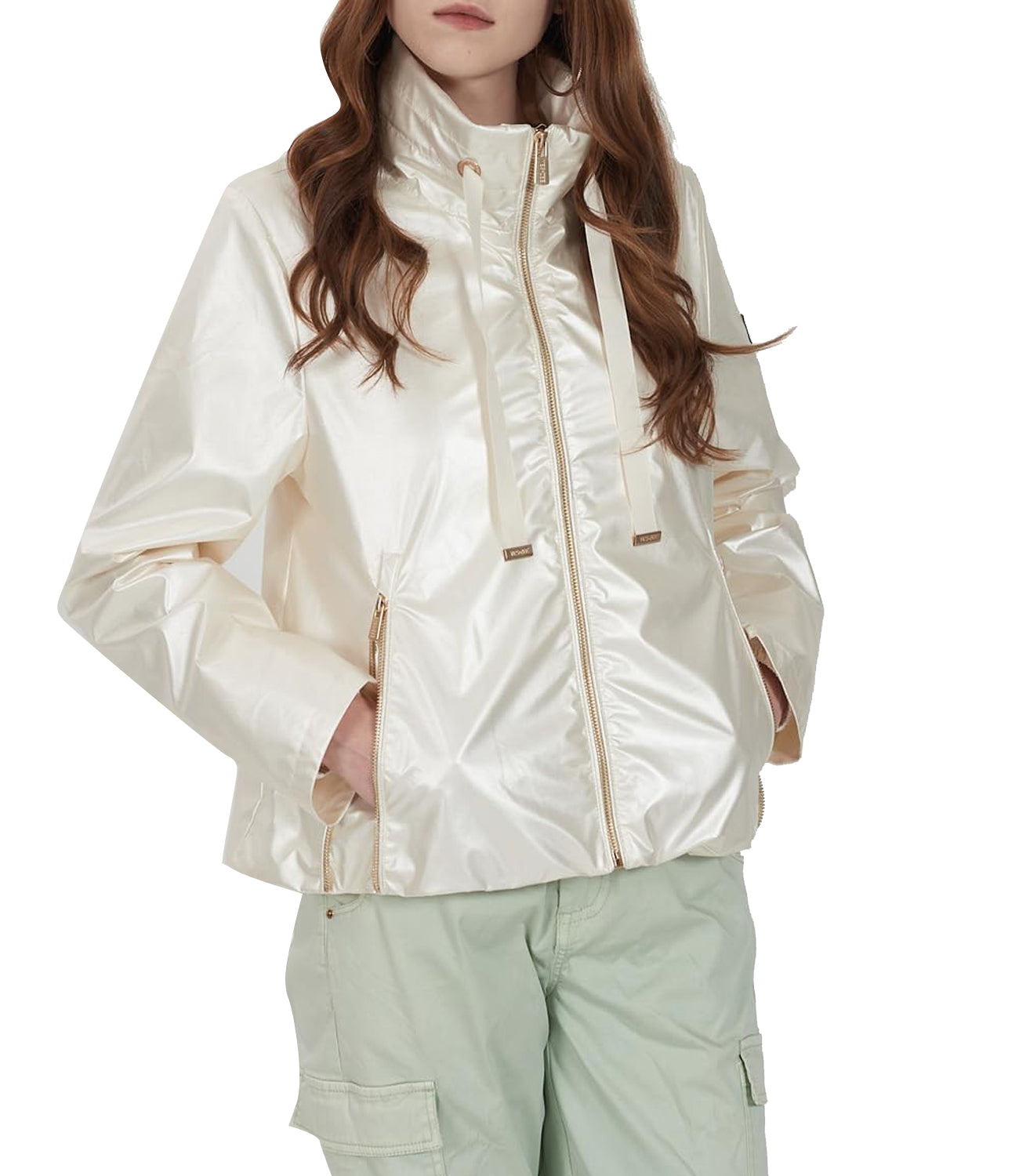 Yes Zee Giubbino Giubbino Donna Con Collo Alto Donna Mod. J439 GD00 0157 Avorio