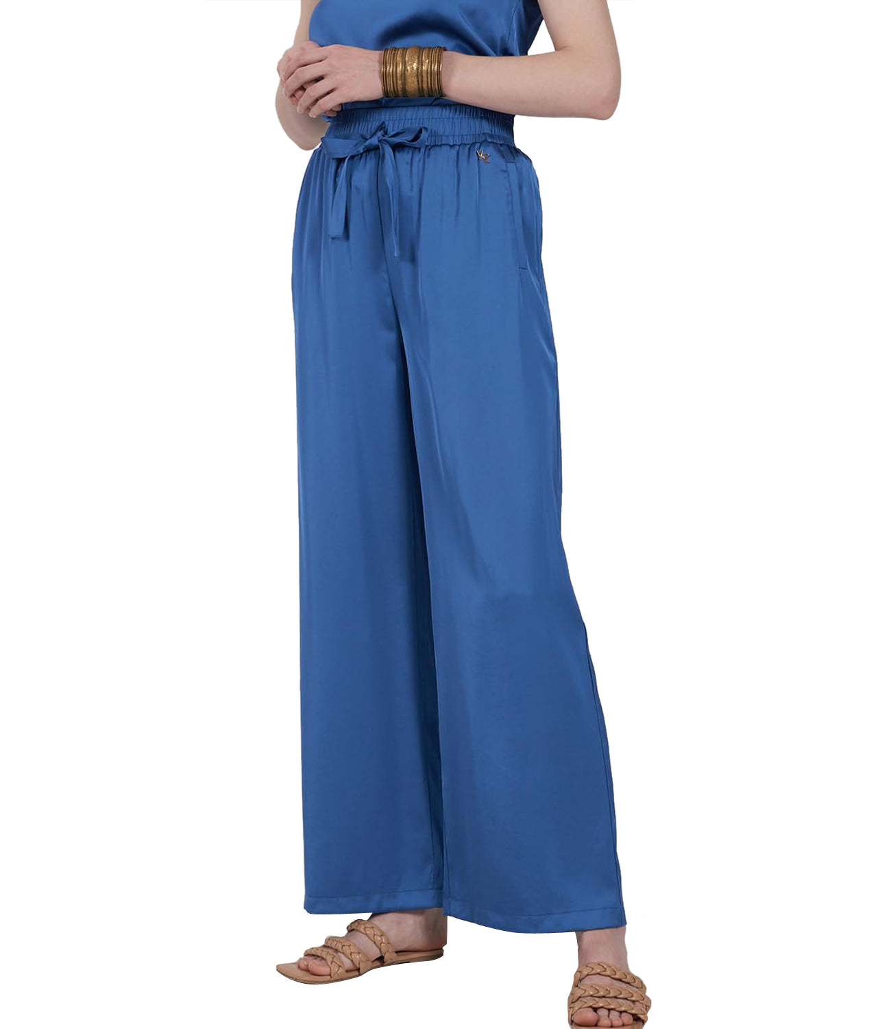 Yes Zee Pantalone Pantalone Donna Morbido Con Coulisse In Vita Donna Mod. P372 EU00 0715 Bluette Blu