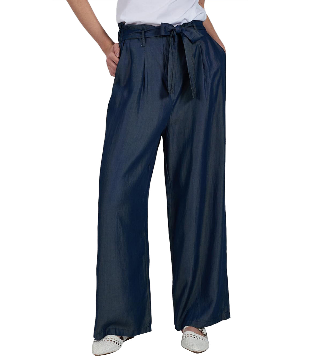 Yes Zee Pantalone Pantalone Donna Con Cintura Donna Mod. P387 E600 Blu