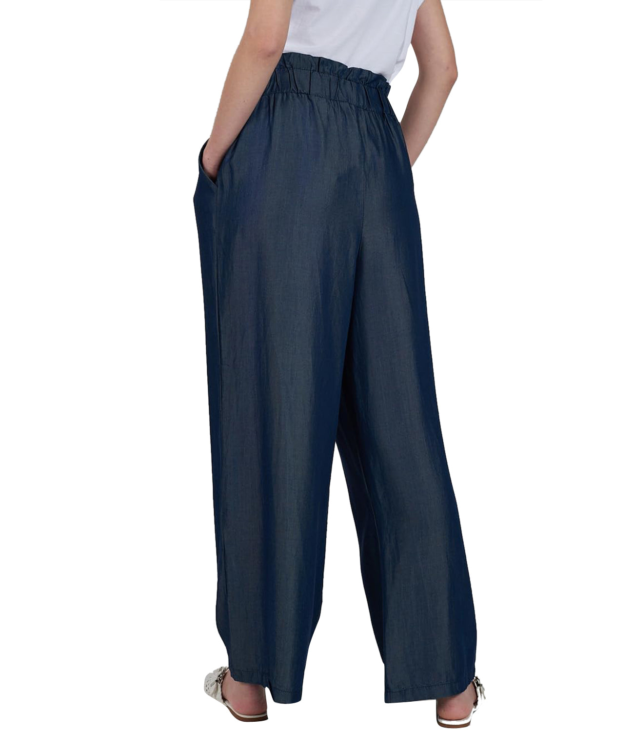 Yes Zee Pantalone Pantalone Donna Con Cintura Donna Mod. P387 E600 Blu