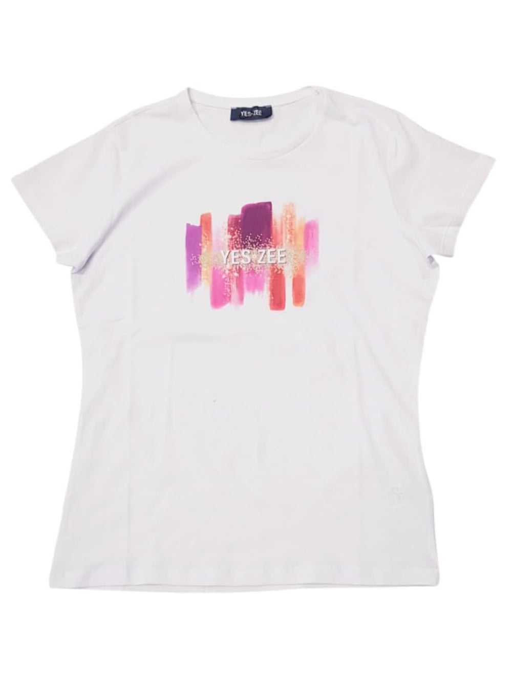Yes Zee T-shirt Girocollo, Manica Corta Donna Mod. T222 T901 0101 Bianco
