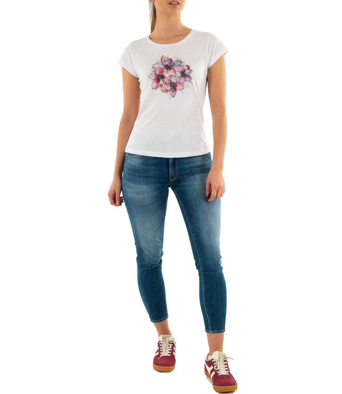 Yes Zee T-shirt Donna Girocollo, Maniche Corte Donna Mod. T257 SG00 0101 Bianco