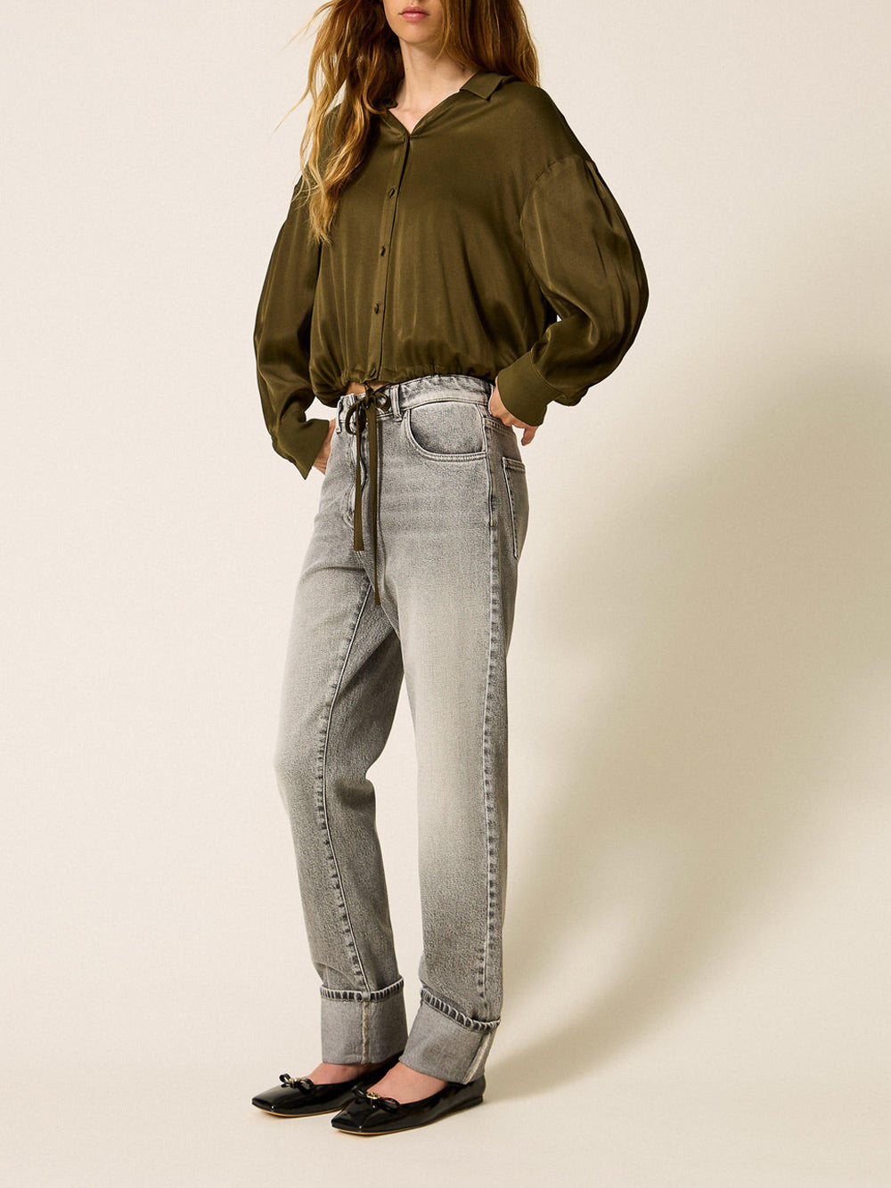 Jeans Straight Actitude da Donna - Grigio