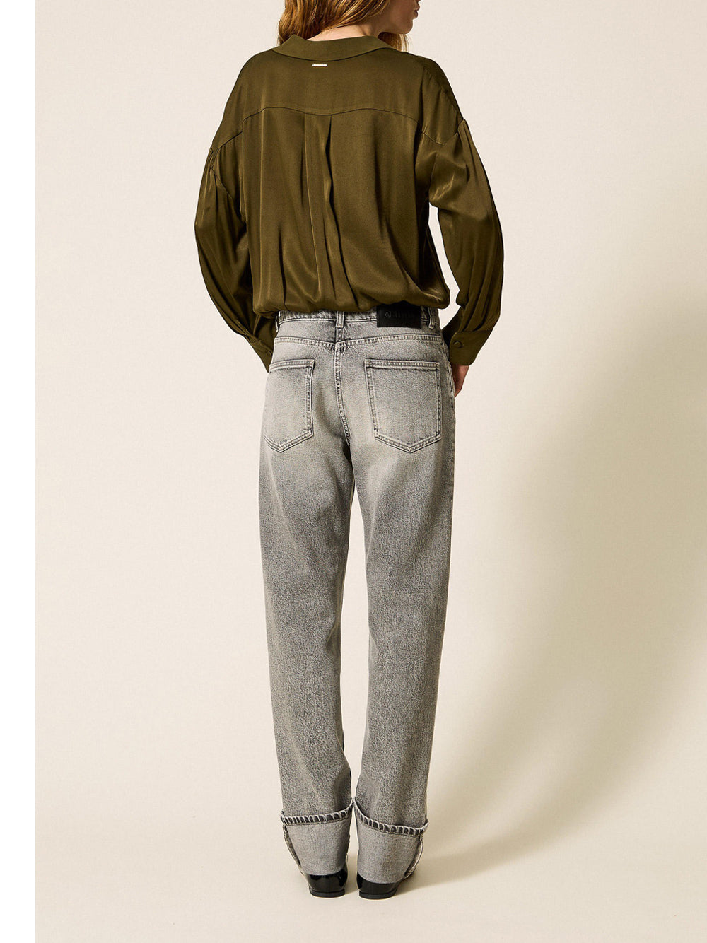 Jeans Straight Actitude da Donna - Grigio